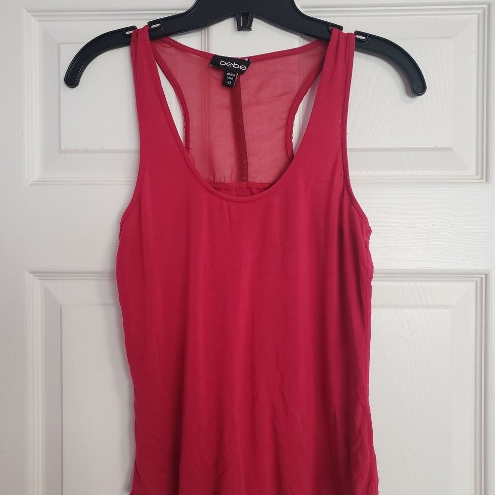 Bebe Hot Pink Raceback Tank Top (XS)